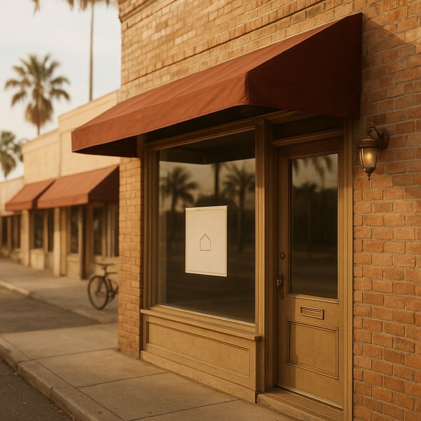 Commercial storefront with awning